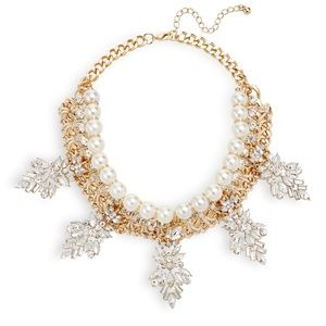 ELLA CARTER Statement Pearl & Crystal Necklace
